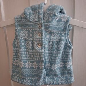 Carter's Baby Girl Button Front Snowflake Pattern Hooded Vest 9M